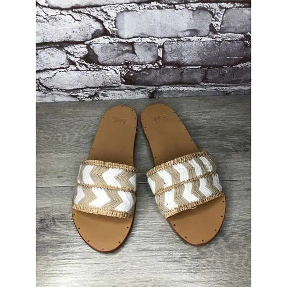 Beek Mamu White Synthetic Leather Handmade Slides Sandals Women’s Sz 11M US/42EU