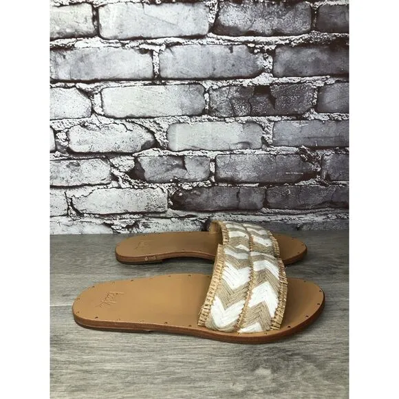 Beek Mamu White Synthetic Leather Handmade Slides Sandals Women’s Sz 11M US/42EU