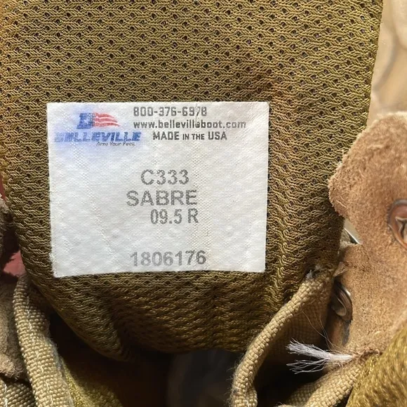Belleville Brown Lace-Up Combat Boots C333 Sabra Hot Weather Size 9.5R