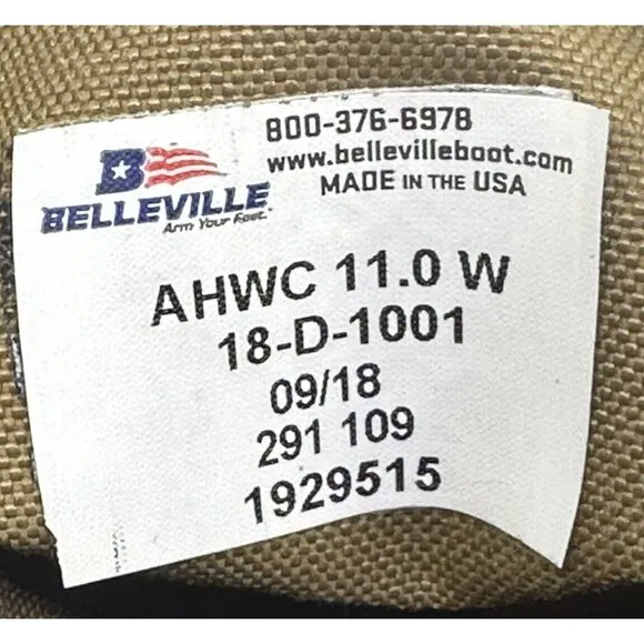 Belleville Military Army Combat Boot Hot Weather Coyote AHWC Size 11.0W NWTS