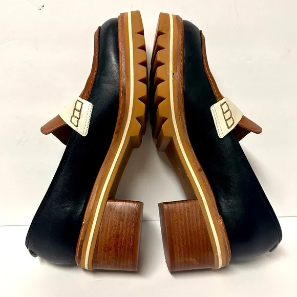 Bernardo Women’s Leather Loafers Brown Black Platform Chunky Heel Monk Strap EUC