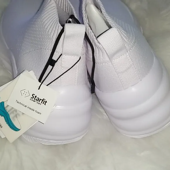 👣BERSHKA Mens All White Sock Sneakers size9