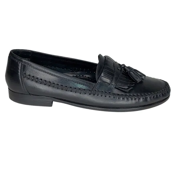 Bert PulitzerAlex 9.5 D Black Brazilian Leather Tassel Loafers Leather Sole NWOT
