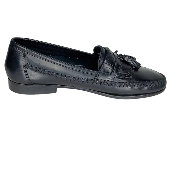 Bert PulitzerAlex 9.5 D Black Brazilian Leather Tassel Loafers Leather Sole NWOT