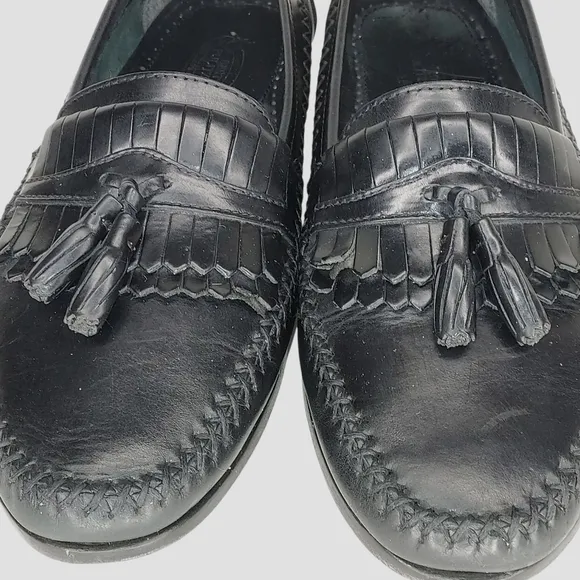 Bert PulitzerAlex 9.5 D Black Brazilian Leather Tassel Loafers Leather Sole NWOT