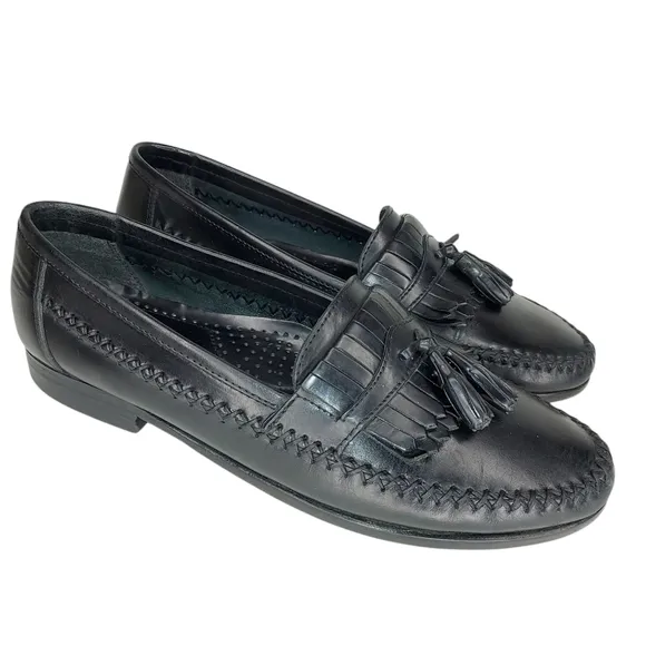 Bert PulitzerAlex 9.5 D Black Brazilian Leather Tassel Loafers Leather Sole NWOT
