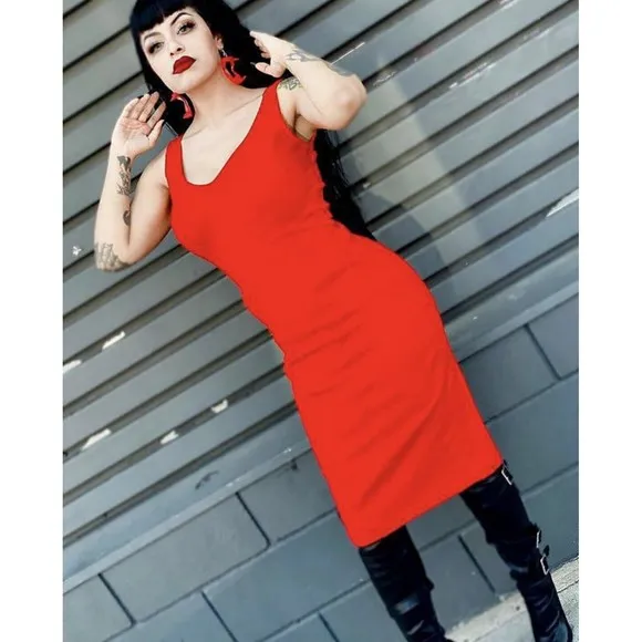 Bettie Page By Tatyana Sophia Pencil Dress Dark Red V-neck Sheath 3XL