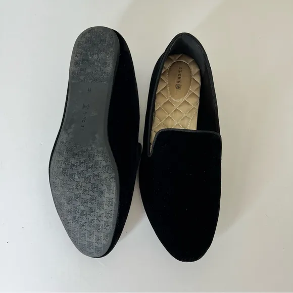 Birdies Black Velvet Loafers Size 11