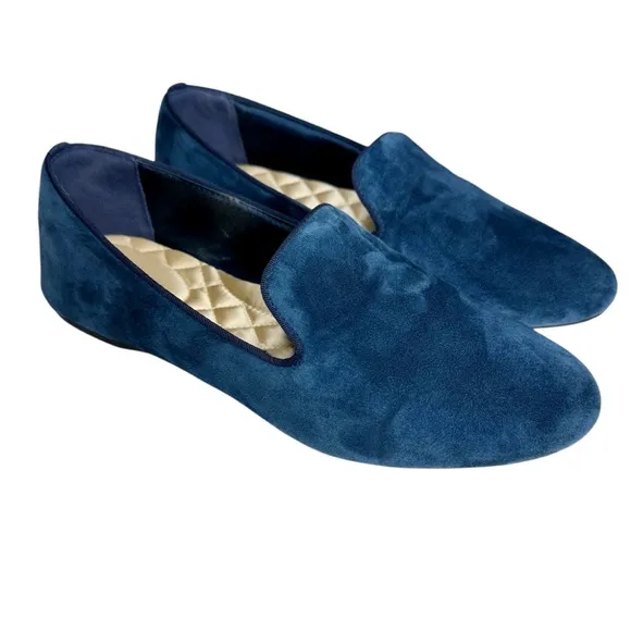 Birdies Navy Blue Suede Starling Loafers Shoes SZ 8