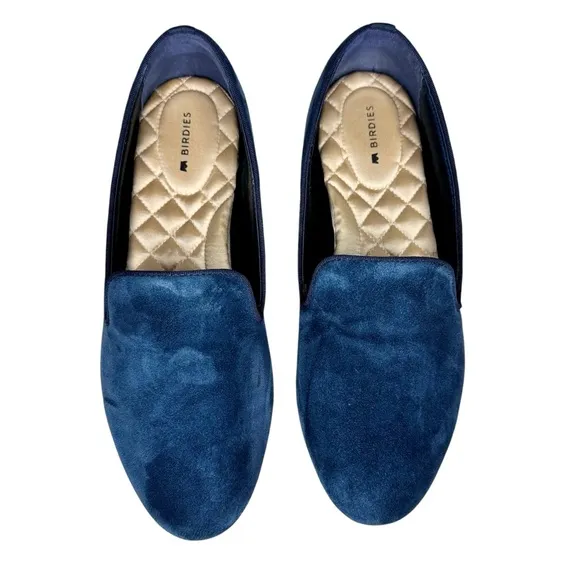 Birdies Navy Blue Suede Starling Loafers Shoes SZ 8