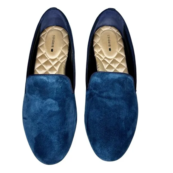 Birdies Navy Blue Suede Starling Loafers Shoes SZ 8