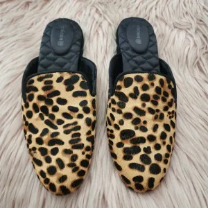 BIRDIES Phoebe Mule Cheetah Leopard Calf Hair Animal Print slip on slides