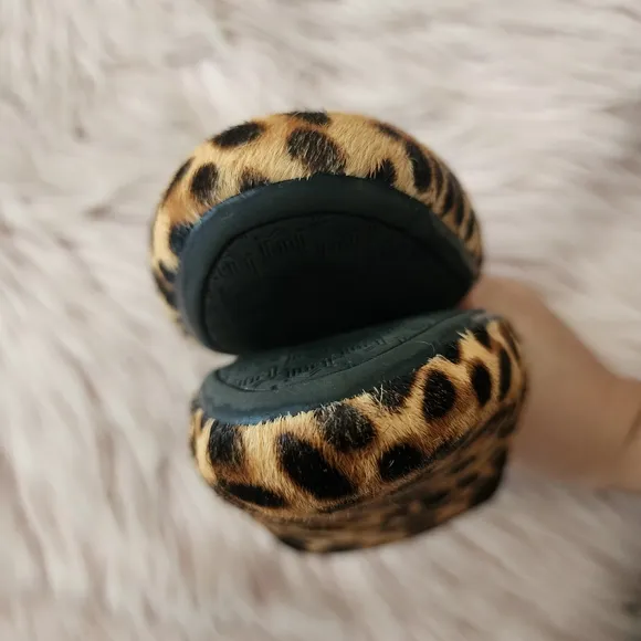 BIRDIES Phoebe Mule Cheetah Leopard Calf Hair Animal Print slip on slides