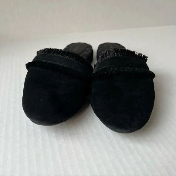 Birdies The Ani Fringe Suede Leather Asymmetric Slip-On Mule Slides Black US 8