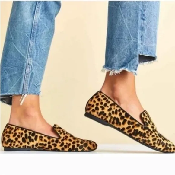 Birdies The Starling Cheetah Calf Hair Loafers Size 7