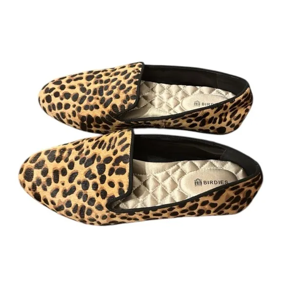 Birdies The Starling Cheetah Calf Hair Loafers Size 7
