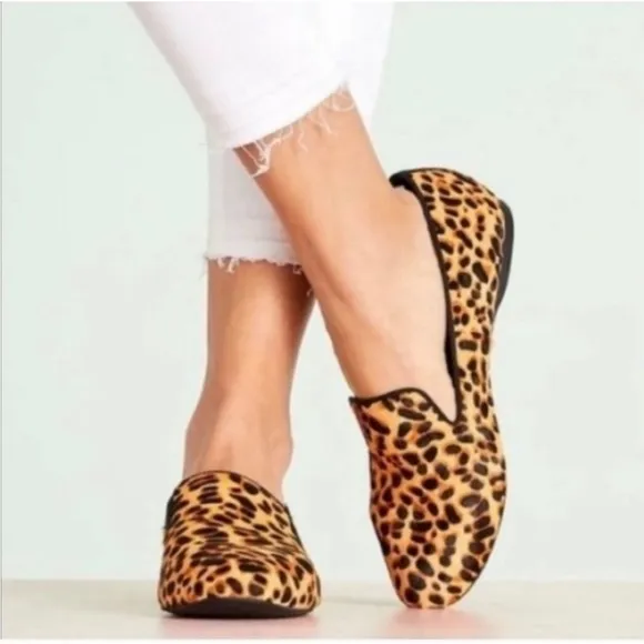 Birdies The Starling Cheetah Calf Hair Loafers Size 7