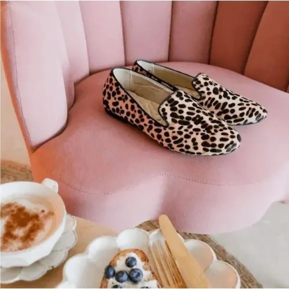 Birdies The Starling Cheetah Calf Hair Loafers Size 7