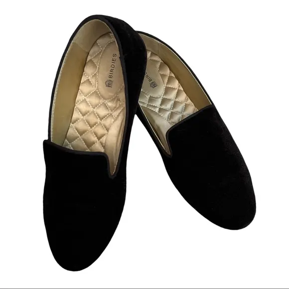 Birdies The Starling Velvet Loafers in Black Size 7.5