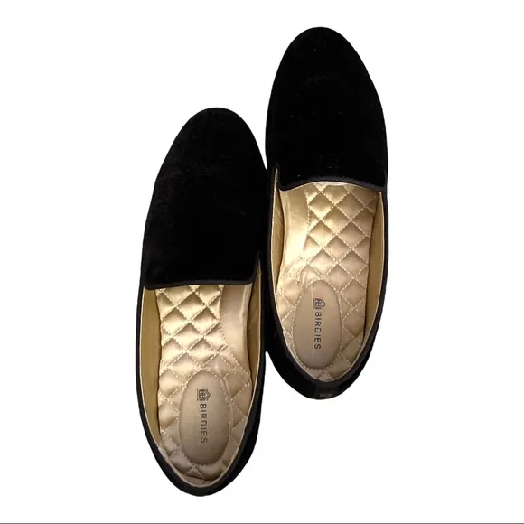 Birdies The Starling Velvet Loafers in Black Size 7.5