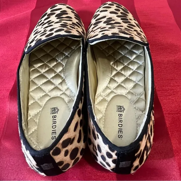 Birdies Women's Starling Cheetah Leopard Calf Hair Upper Preppy Flats Loafer Sz5