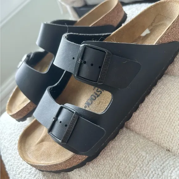 Birkenstock Arizona Slide Sandal - Black Leather - Men’s Size 42 (9-9.5 US)