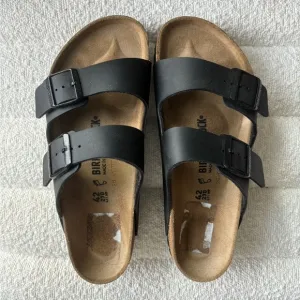 Birkenstock Arizona Slide Sandal - Black Leather - Men’s Size 42 (9-9.5 US)