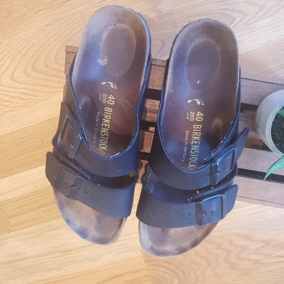 Birkenstock Black Leather Slides