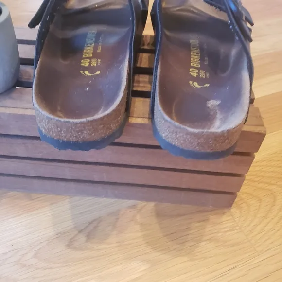 Birkenstock Black Leather Slides
