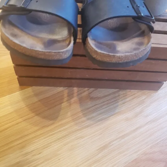 Birkenstock Black Leather Slides