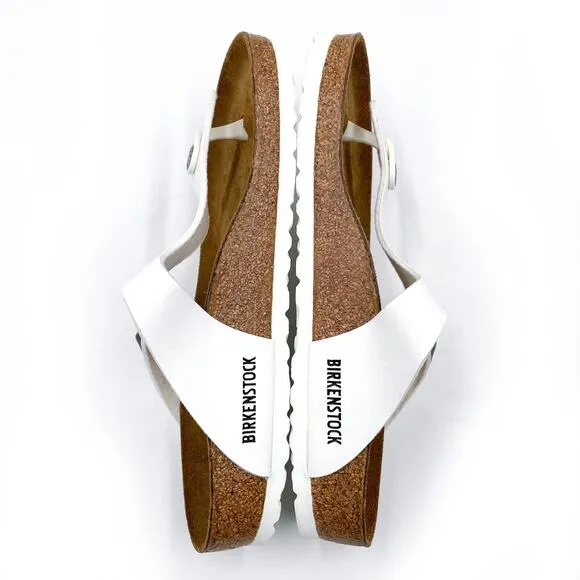 Birkenstock Gizeh Sandals White Slides Birko-Flor Faux Leather Thong Sz 39 / 8