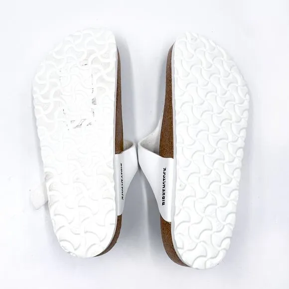 Birkenstock Gizeh Sandals White Slides Birko-Flor Faux Leather Thong Sz 39 / 8