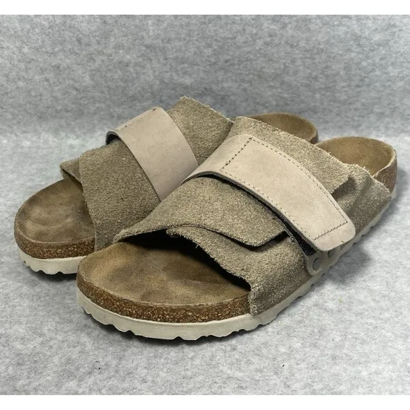 Birkenstock Kyoto Suede EU 37 Women’s 6 Men’s 4 Taupe Leather Slides Hook   Loop
