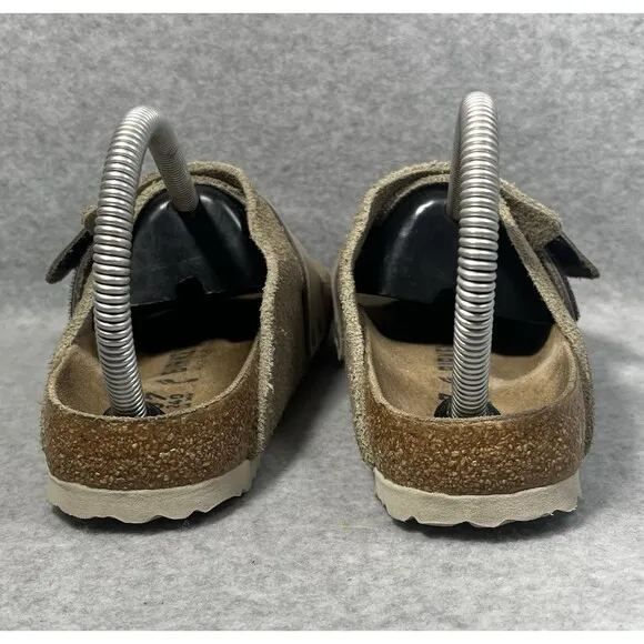 Birkenstock Kyoto Suede EU 37 Women’s 6 Men’s 4 Taupe Leather Slides Hook   Loop