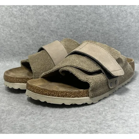 Birkenstock Kyoto Suede EU 37 Women’s 6 Men’s 4 Taupe Leather Slides Hook   Loop