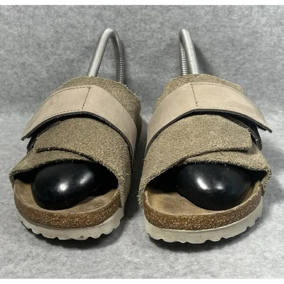 Birkenstock Kyoto Suede EU 37 Women’s 6 Men’s 4 Taupe Leather Slides Hook   Loop