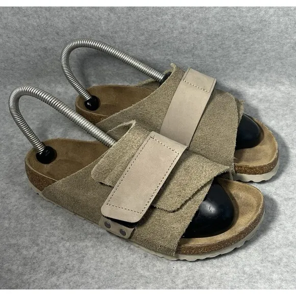 Birkenstock Kyoto Suede EU 37 Women’s 6 Men’s 4 Taupe Leather Slides Hook   Loop