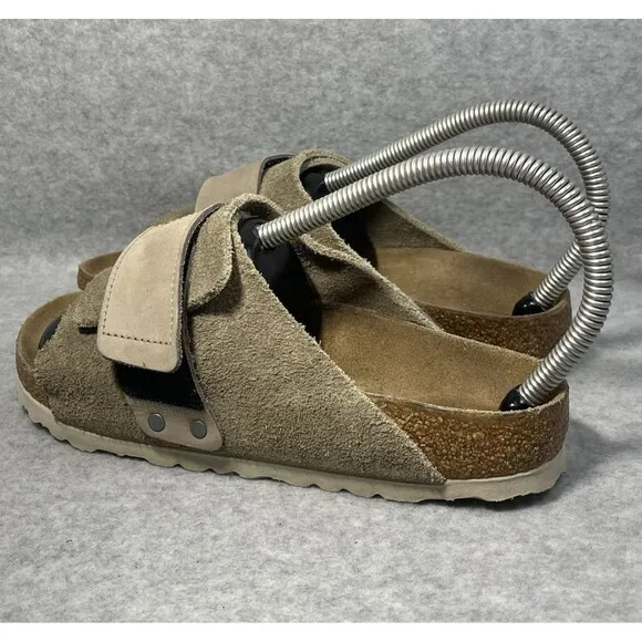 Birkenstock Kyoto Suede EU 37 Women’s 6 Men’s 4 Taupe Leather Slides Hook   Loop