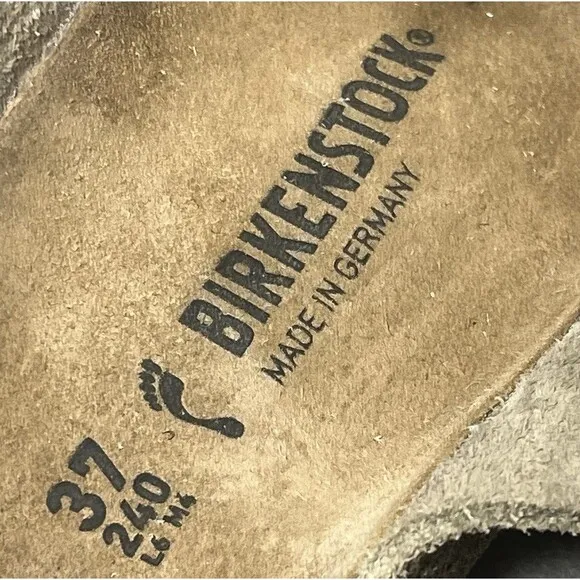 Birkenstock Kyoto Suede EU 37 Women’s 6 Men’s 4 Taupe Leather Slides Hook   Loop