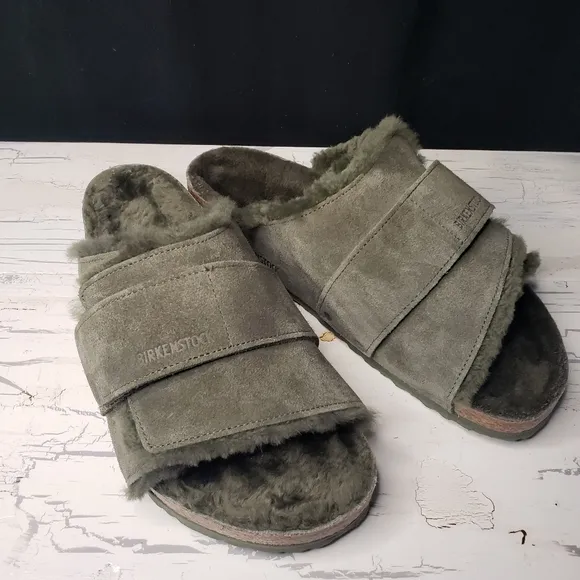 Birkenstock 'Kyoto' Suede Leather, Shearling Lined Slides in Men's - size 10