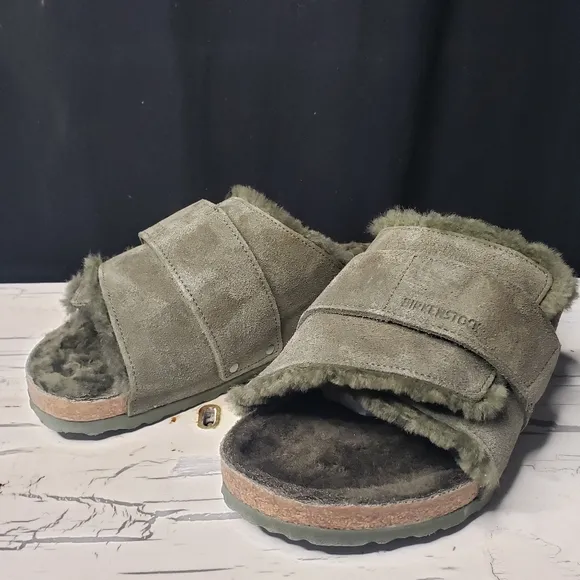 Birkenstock 'Kyoto' Suede Leather, Shearling Lined Slides in Men's - size 10