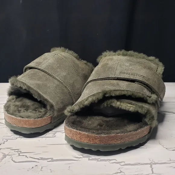 Birkenstock 'Kyoto' Suede Leather, Shearling Lined Slides in Men's - size 10