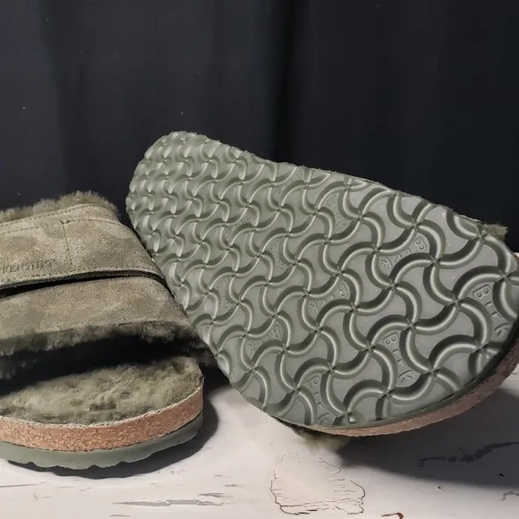 Birkenstock 'Kyoto' Suede Leather, Shearling Lined Slides in Men's - size 10