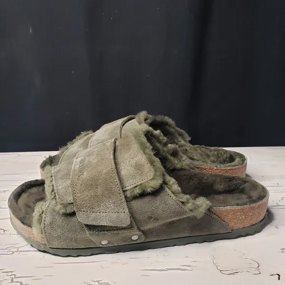 Birkenstock 'Kyoto' Suede Leather, Shearling Lined Slides in Men's - size 10