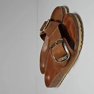 Birkenstock Madrid Big Buckle Sandal Shoe Slides Oiled Nubuck Leather Cognac 36