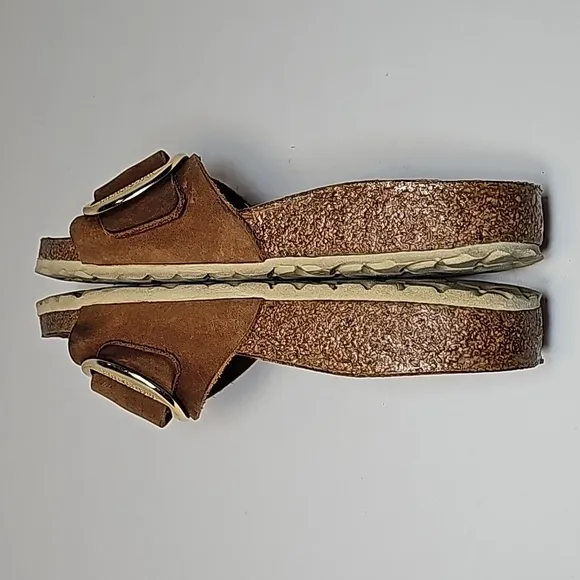Birkenstock Madrid Big Buckle Sandal Shoe Slides Oiled Nubuck Leather Cognac 36
