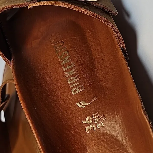 Birkenstock Madrid Big Buckle Sandal Shoe Slides Oiled Nubuck Leather Cognac 36