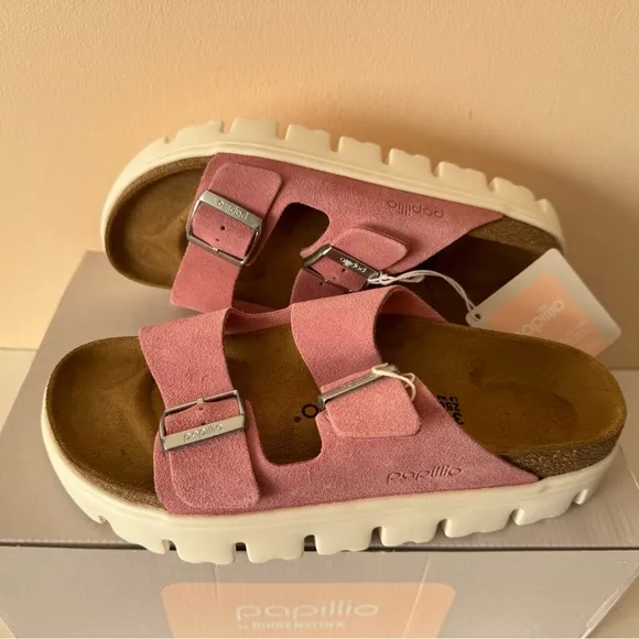 Birkenstock Papillio Arizona Chunky Platform PAP Pink Sandal. Size: 7, 8, 38, 39