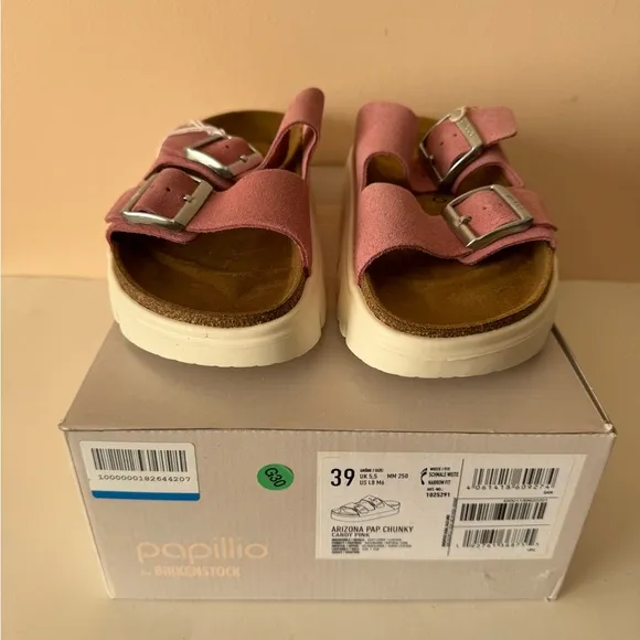 Birkenstock Papillio Arizona Chunky Platform PAP Pink Sandal. Size: 7, 8, 38, 39