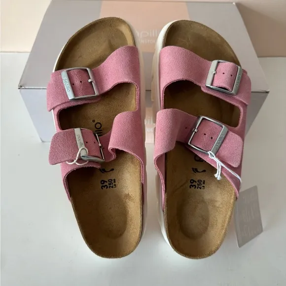 Birkenstock Papillio Arizona Chunky Platform PAP Pink Sandal. Size: 7, 8, 38, 39